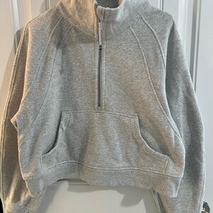 Gray Crop Scuba Funnel Neck